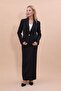 Men's Lapel Single Button Classic Jacket & Long Straight Slim Skirt-Black - 2