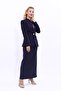 Self-Standing Collar Jacket & Long Straight Skirt - Navy Blue - 1072553 - 3