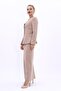 Oval Neckline Side Pockets Classic Jacket & Long Straight Tight Skirt-Stone - 2