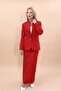 Self-Standing Collar Jacket & Long Straight Tight Skirt - Red - 1072553