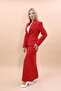 Men's Lapel Single Button Classic Jacket & Long Straight Slim Skirt - Red - 1045553