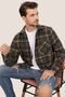 Army Green Orange Striped Oversize Thick Lumberjack Shirt with Gift Box - 4
