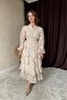 Dominant Collar Top Button Detail Festoiled Fold Skirted Maxi Dress with Belt