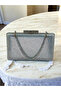 Silver Janjan Color with Stone Handle, Completely Stone-Encrusted Women's Evening Dress Bag in Two Styles - 2