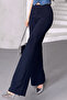 Women's Silver Lycra Beltless Palazzo Trousers, 4 Season Crepe Gathering Fabric - 7