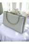 Silver Color Single Side Stone Metal Handle Women's Evening Dress Bag - 6