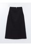 Alita City Lcw Modest Black Gabardine Plain Midi Women's Skirt with a Difference - 5