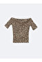 Trendlucky with a Difference Kayık Yaka Leopard Patterned Women's Bodysuit - 5