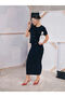 Original Oval Collar Textured Dress