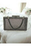 Platinum Color Women's Evening Dress Bag with Stone Handle and Single Side Stone - 2