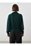 Green Stand Collar Oversize Women's Zippered Sweatshirt - 4