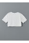 Two Mt Shop Quality Lcw Kids White Oval Collar Girls' Crop T-Shirt - 2