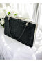 Black Color One Side Stone Embellished Women's Evening Dress Bag with Stone Handle