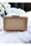 Stone Handle Light Gold Color One Side Stone Women's Evening Dress Bag - 3