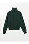 Green Stand Collar Oversize Women's Zippered Sweatshirt - 6