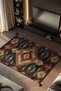 Nova Art Brown Yellow Blue Ethnic Patterned Woven Base Decorative Living Room Carpet 207 - 2