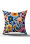 Punch Embroidery Pattern Digital Printed 2-Piece Throw Pillow in Blue and Yellow Colors - Pillowcase Luxury Velvet - 4