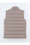 Brown Slim Fit Stand Collar Men's Puffer Vest - 3