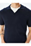 Short Sleeve Cotton Hair Braid Textured Polo Neck Knitwear T-Shirt - 5