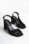 Women's Suede Designer Asymmetrical Strapped Square-Toe Thick-Heeled Shoes