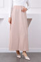 Beige Elastic Waist Stone Satin Skirt - 2