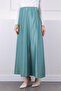 Mint Green Elastic Waist Stone Satin Skirt - 3