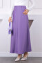 Lilac Elastic Waist Stone Satin Skirt - 4