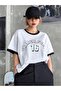 French Paris Piece Single Jersey T-Shirt - White Oversize Crew Neck Short Sleeve T-Shirt
