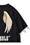 Men's Black Oversize Angels Printed T-Shirt - 3