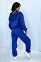 Chicago Tracksuit Set Sweatshirt Jogger - Sax Blue Printed Oversize Hooded Hooded - 2