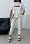 Thatssofetch تي شيرت Sweatpants Jogger - طباعة بيضاء أسفل أعلى Sweatpants مجموعة كبيرة الحجم دراجة ياك - 2