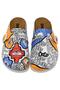 Women's Vegan Leather Multicolor Slippers - Center View Design - 2