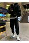 Black Plain Unprinted Sweatpants Jogger - 4