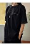 Unisex Black Oversize N' Oublie Printed Knitted T-shirt - 4