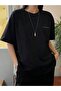 Unisex Black Oversize N' Oublie Printed Knitted T-shirt - 2