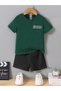 Ideal Cotton Kids Set - Nefti T-Shirt Black Shorts Printed Girls Boys Summer Crew Neck
