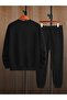 طقم بدلة رياضية Wings Sweatshirt Jogger - رقبة دائرية كبيرة الحجم مطبوعة باللون الأسود - 2