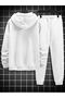 طقم بدلة رياضية Paris Summer Sweatshirt Jogger - غطاء رأس كبير الحجم مطبوع باللون الأبيض - 2
