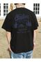 Unisex Black Oversize Mountains Printed Knitted T-shirt - 4
