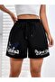 Black Short Californi West Coast Shorts - Combed Cotton Printed Cord - 8
