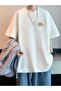 Unisex White Oversize Super Polite Bear Printed Knitted T-shirt