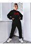 طقم بدلة رياضية Smile Sweatshirt Jogger - غطاء رأس كبير الحجم مطبوع باللون الأسود - 3