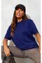 Plain Single Jersey T-Shirt - Navy Blue Oversize Crew Neck Short Sleeve T-Shirt - 3