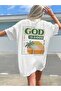 God Good Single Jersey T-Shirt - White Printed Oversize Crew Neck Short Sleeve T-Shirt