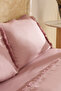 Ella Krep 100% Cotton Double Duvet Cover Set Dusty Rose - 8