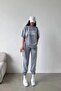 Marseille T-shirt Sweatpants Jogger - Gray Printed Bottom Top Tracksuit Set Oversize Crew Neck - 4