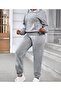 Gray Hooded Matching Sweatshirt and Sweatpants Set Butterfly - 2