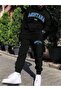 طقم بدلة رياضية Montana سويت شيرت Jogger - هوديي برباط كبير الحجم ومطبوع باللون الأسود