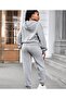 Gray Hooded Matching Sweatshirt and Sweatpants Set Butterfly - 5