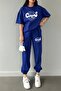 Series T-Shirt Sweatpants Jogger- Saxs Print Bottom Top Tracksuit Set Oversized Crew Neck - 2